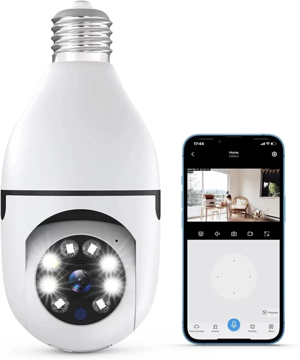 WIRELESS WiFi SURVEILLANCE PTZ BULB SECURITY CAMERA - Image 2